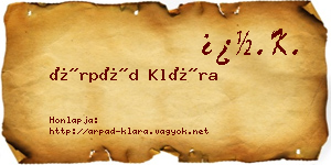 Árpád Klára névjegykártya